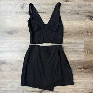 Abercrombie & Fitch Skort and Tank Top Set Black Linen Size XS XSmall X-Small